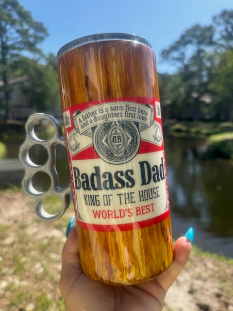 Bad Ass Dad Tumbler with Brass Knuckles Handle