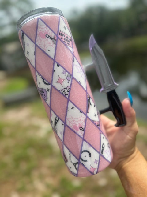 True Crime Tumbler with Knife Handle