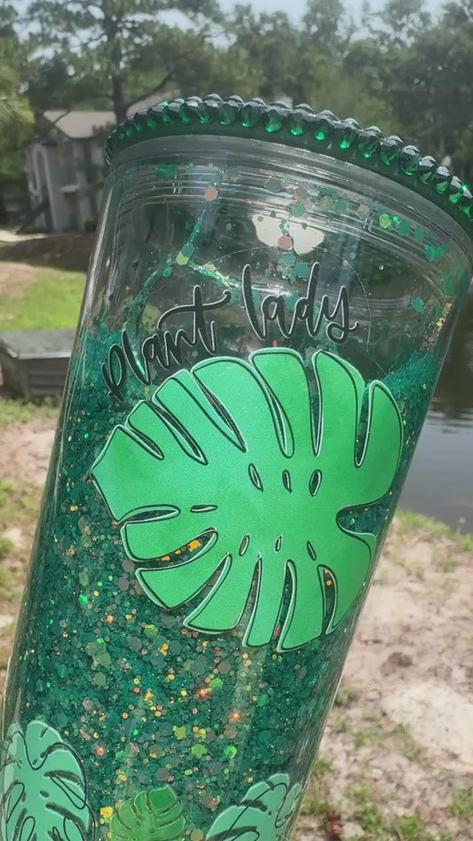 Plant Mom Snow Globe Tumbler